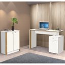 Ver imagem 1 de Conjunto 2 Peças Escrivaninha 120cm com Armário Multiuso Baixo Branco Nature