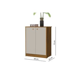 Conjunto 2 Peças Escrivaninha 120cm com Armário Multiuso Baixo Nature Off White - 4