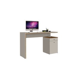 Conjunto 2 Peças Escrivaninha 120cm com Armário Multiuso Baixo Nature Off White - 3