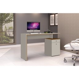 Conjunto 2 Peças Escrivaninha 120cm com Armário Multiuso Baixo Nature Off White - 7