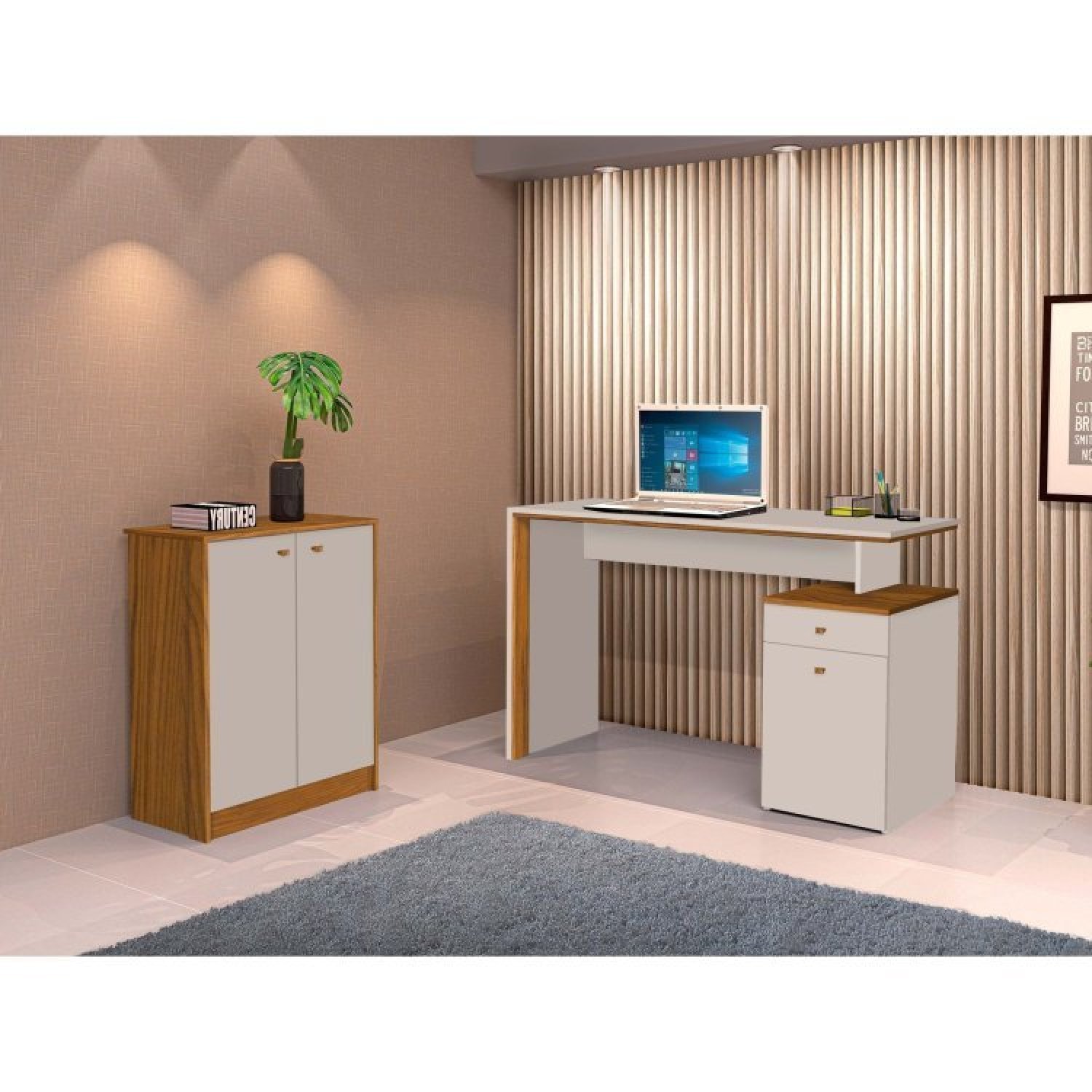 Conjunto Home Office 2 Peças Escrivaninha 120cm com Balcão J&A Móveis é boa?