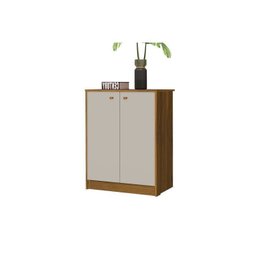 Conjunto 2 Peças Escrivaninha 120cm com Armário Multiuso Baixo Nature Off White - 2