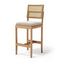 Ver imagem 2 de Kit com 6 Banqueta Milena Madeira Maciça Assento Estofado Encosto de Tela Palha Sextavada Veludo Beg