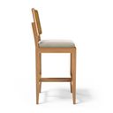 Ver imagem 6 de Kit com 6 Banqueta Milena Madeira Maciça Assento Estofado Encosto de Tela Palha Sextavada Veludo Beg