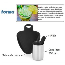 Kit para Caipira Caipirinha 3 Peças Copo Inox 350ml Drinks - 2