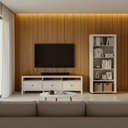 Ver imagem 1 de Conjunto de Sala 2 Peças com Rack e 1 Estante Ananda CabeCasa MadeiraOriginals Branco Off White/Mel