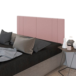 Cabeceira Suspensa Cama Box Solteiro Riscada Suede 90x55:rosa