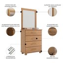 Ver imagem 3 de Cômoda para Quarto 85cm com Espelho Pé Madeira Eduarda Freijó F07 - Mpozenato
