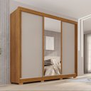Ver imagem 1 de Guarda-Roupa Casal com Pés e Espelho 3 Portas 4 Gavetas 100% MDF Ipanema Off White/Cinamomo