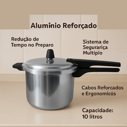 Panela de Pressão Grande 10 Litros Fechamento Externo Cozimento Rápido - 3