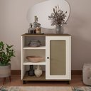 Ver imagem 1 de Buffet 1 Porta Palhinha Rattan Charlotte Marrom/Pinho/Off White