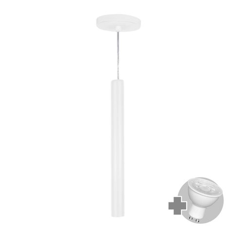 Pendente Tubo Palito 45cm - Branco + Lâmpada Led 4w