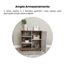 Ver imagem 7 de Buffet 1 Porta Palhinha Rattan Charlotte Marrom/Carvalho/Off White
