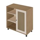 Ver imagem 3 de Buffet 1 Porta Palhinha Rattan Charlotte Marrom/Carvalho/Off White