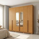 Ver imagem 1 de Guarda-Roupa Casal 6 Portas 3 Gavetas com Espelho 100% MDF Napoli Marrom/Cerejeira