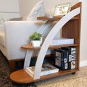 Ver imagem 6 de Mesa de Apoio Lateral com Prateleiras Andes Marrom 100% MDF