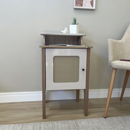 Mesa Lateral de Apoio 100% MDF com Porta em Palinha Charlotte - 15