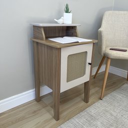 Mesa Lateral de Apoio 100% MDF com Porta em Palinha Charlotte - 19