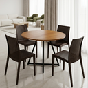 Ver imagem 3 de Mesa Redonda Estilo Industrial para Cozinha Sala com Tampo em Mdf - Freijó/pé Preto