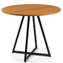 Ver imagem 1 de Mesa Redonda Estilo Industrial para Cozinha Sala com Tampo em Mdf - Freijó/pé Preto