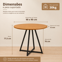 Ver imagem 4 de Mesa Requinte Redonda Estilo Industrial Sala de Jantar com Tampo em MDF Amadeirado/Preto - Lh Móveis