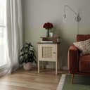 Ver imagem 1 de Mesa Lateral de Apoio 100% MDF com Porta em Palinha Charlotte Bege