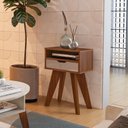 Ver imagem 1 de Mesa Lateral de Apoio com Gaveta Pés Retrô Vip Artely Marrom