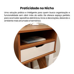 Mesa Lateral de Apoio com Gaveta Pés Retrô Vip Artely - 7