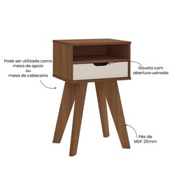 Mesa Lateral de Apoio com Gaveta Pés Retrô Vip Artely - 5