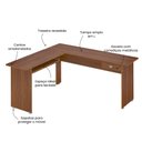 Ver imagem 5 de Mesa em L para Escritório Pés Antiumidade Cannes Artely 1 Gaveta 100% MDF 165cm Cedro Marrom