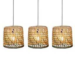 Kit 3 Lustre Rustico Pendente Luminária Teto Taboa Fibra Natural Tamanhos P M G Kit com 3 Peças:gran - 2