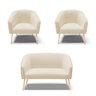 Kit 01 Namoradeira 02 Lugares e 02 Poltronas Stella Corano Nozes com Linho Areia A27 Pés Palito - 1
