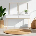 Ver imagem 1 de Aparador Buffet Deluxe Industrial Corredor - Branco Dourado