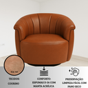 Ver imagem 4 de Poltrona Moderna Base Giratória Estofada Luxo Compose Courino Caramelo P/ Sala Hall Entrada Recepção