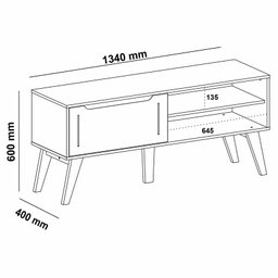 Rack para TV até 55 Polegadas 1 Porta 2 Nicho Lotus Verona Artely - 3