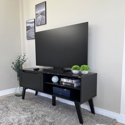 Rack para TV até 55 Polegadas MDF 134cm 1 Porta 2 Nicho Lotus Verona Artely Preto - 14 Rack para TV até 55 Polegadas MDF 134cm 1 Porta 2 Nicho Lotus Verona Artely Preto - 14