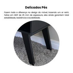 Rack para TV até 55 Polegadas MDF 134cm 1 Porta 2 Nicho Lotus Verona Artely Preto - 5 Rack para TV até 55 Polegadas MDF 134cm 1 Porta 2 Nicho Lotus Verona Artely Preto - 5