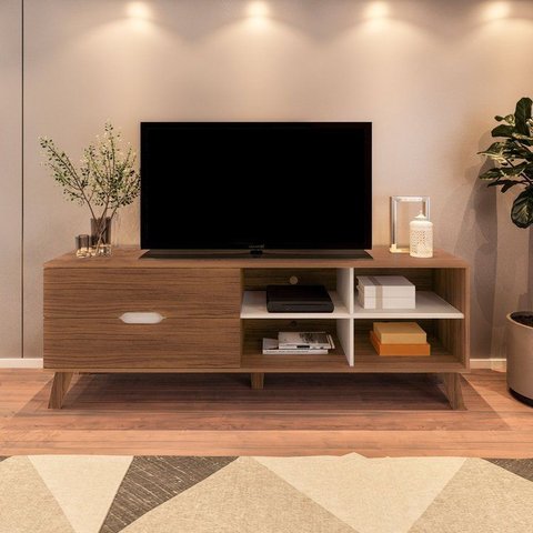 Rack para TV até 75 Polegadas MDF 180cm 2 Gavetas Verona Bege