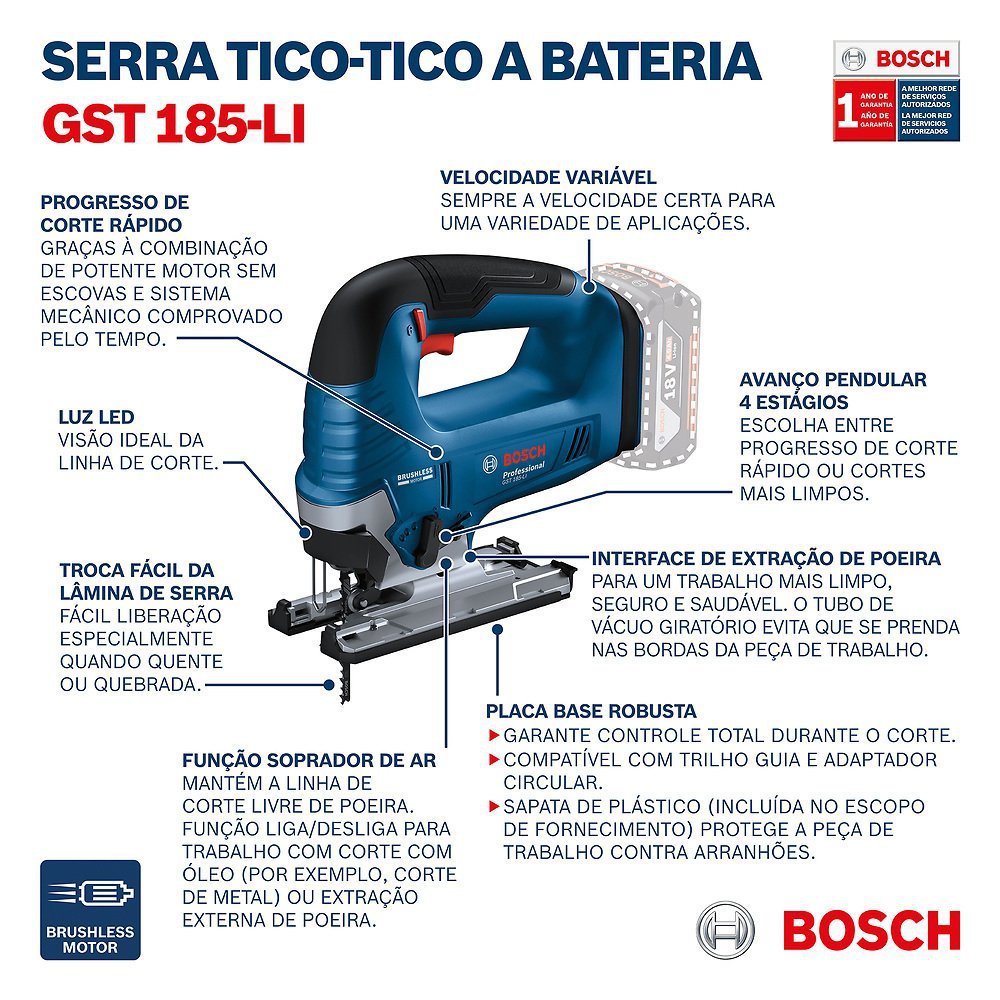 Serra Tico Tico Bosch GST 185-LI Sem baterias e carregador - 5
