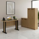 Ver imagem 1 de Conjunto 3 Peças 1 Balcão com 2 Portas e Chave 1 Armário Alto e 1 Mesa de 117cm Espresso Móveis
