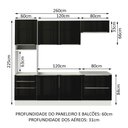 Ver imagem 4 de Armário de Cozinha Completa 260cm Branco/Preto Lux Madesa 01