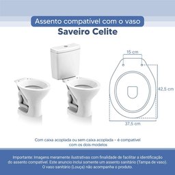Tampa Vaso Sanitário Poliester Acrilico Saveiro Branco para Bacia Celite - 3