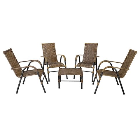 Conjunto de Mesa de Centro e 4 Cadeiras Bela para Área Externa