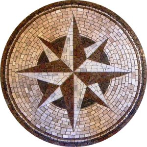 Rosa Dos Ventos em Mosaico com Mármores e Granitos 90cm
