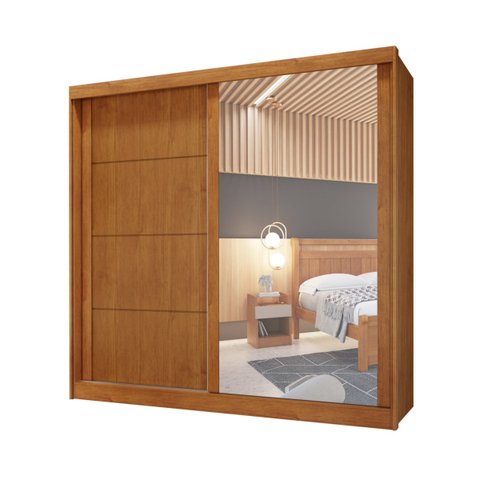 Guarda Roupa Casal Viena com Espelho 2 Portas 4 Gavetas - Bianchi Móveis: Naturale