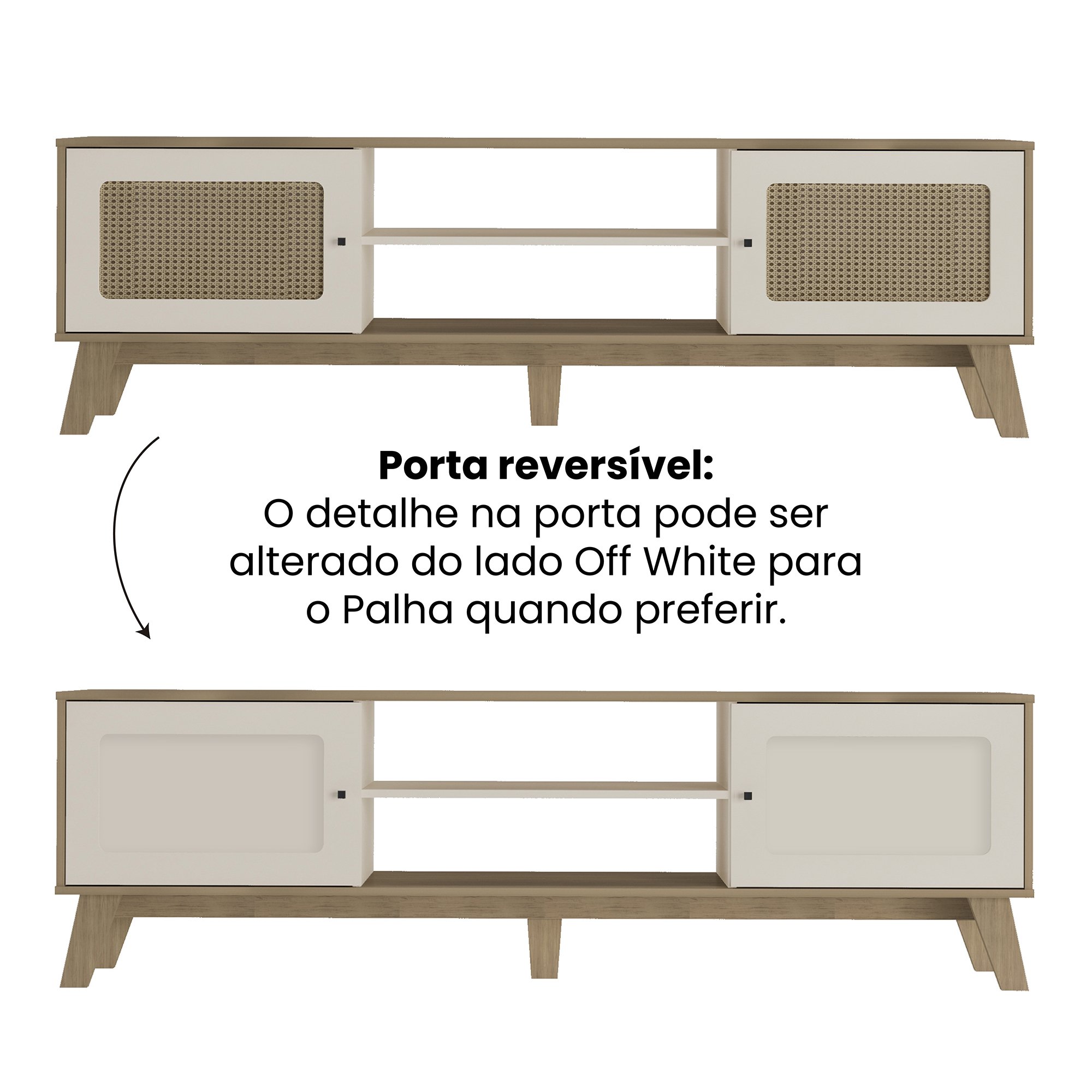 Rack para Sala de Estar 2 Portas 1 Prateleira Memphis  - 5