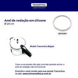 Anel Borracha de silicone Original Tramontina Ø20cm para panela Pressão Málaga - vedação Tramontina - 2