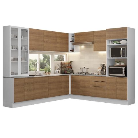 Armário de Cozinha Completa 549cm Branco/rustic Stella Madesa 01 Branco/rustic