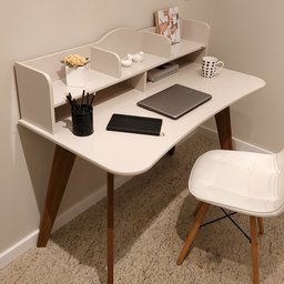 Escrivaninha com 5 Nichos 120 cm Penteadeira Feminina Sofia Off White/Cedro 100% em MDF - 17