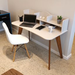 Escrivaninha com 5 Nichos 120 cm Penteadeira Feminina Sofia Off White/Cedro 100% em MDF - 12